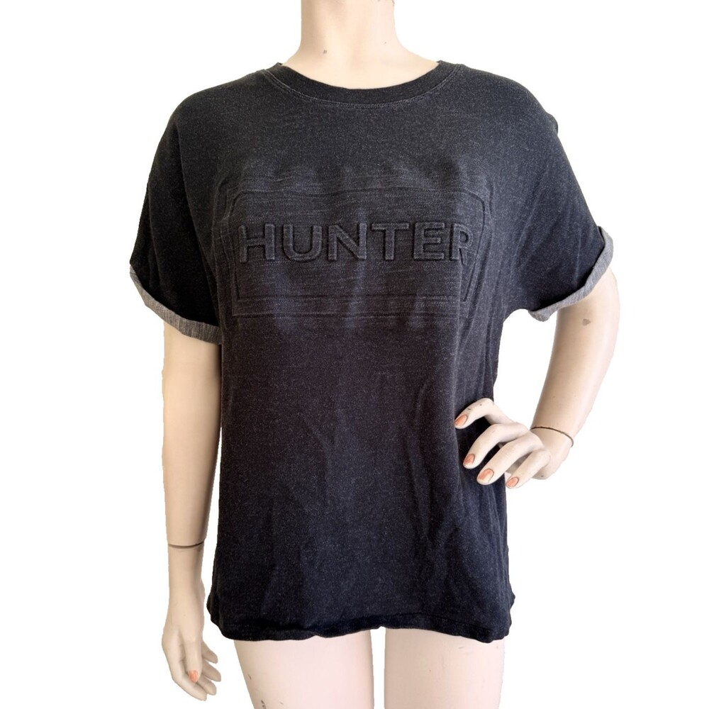 HUNTER for Target Black Embossed Short Sleeve Sweatshirt Women Size L